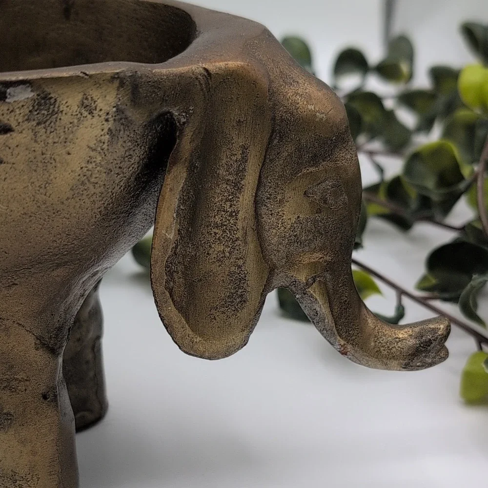 Anthropologie Ezzie Elephant Gilded Metal Planter Air Plant Succulents Trinkets